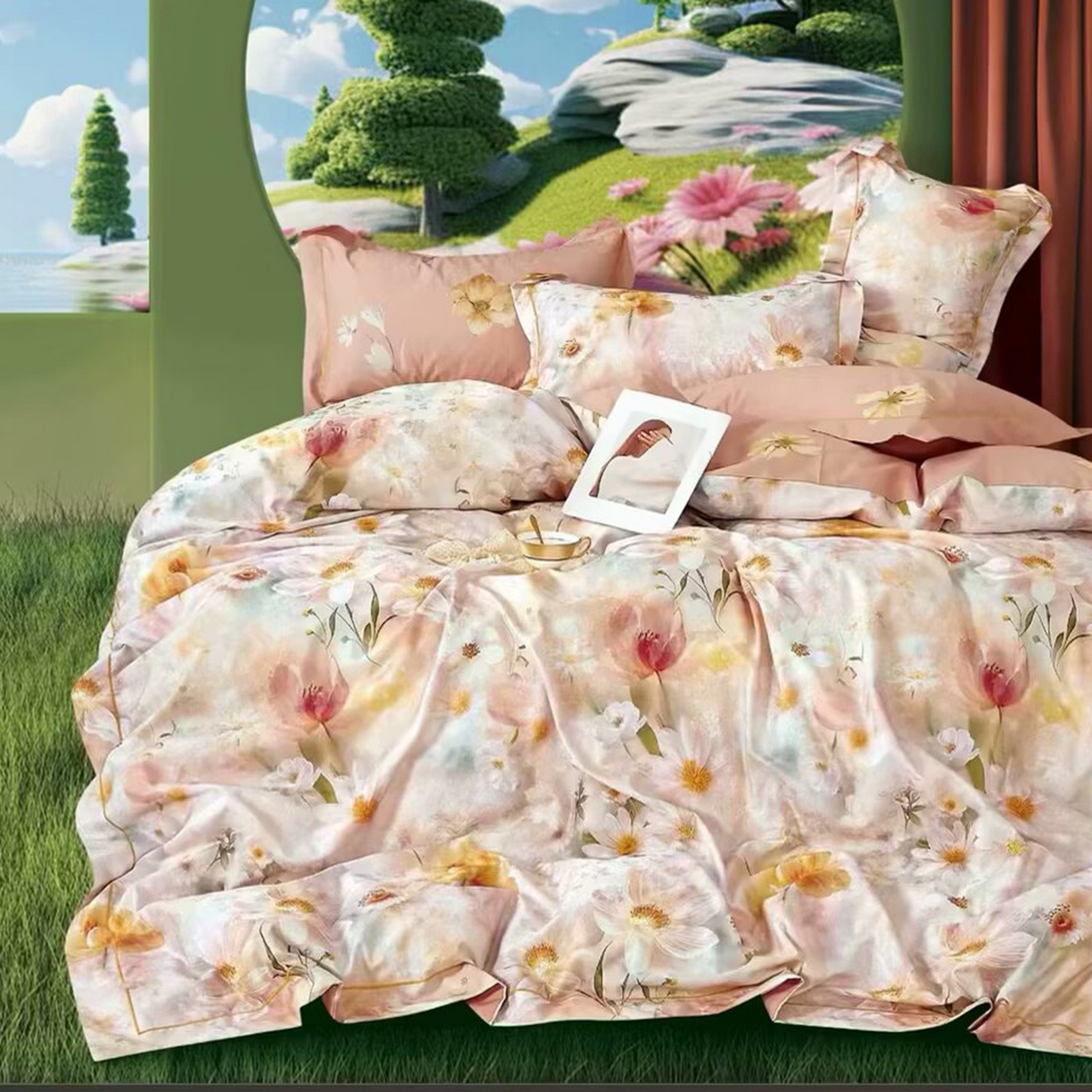 91家纺网 家纺一手货源 找家纺 （总）未来家居 2025新款金凯丽数码大提花印花长绒棉四件套