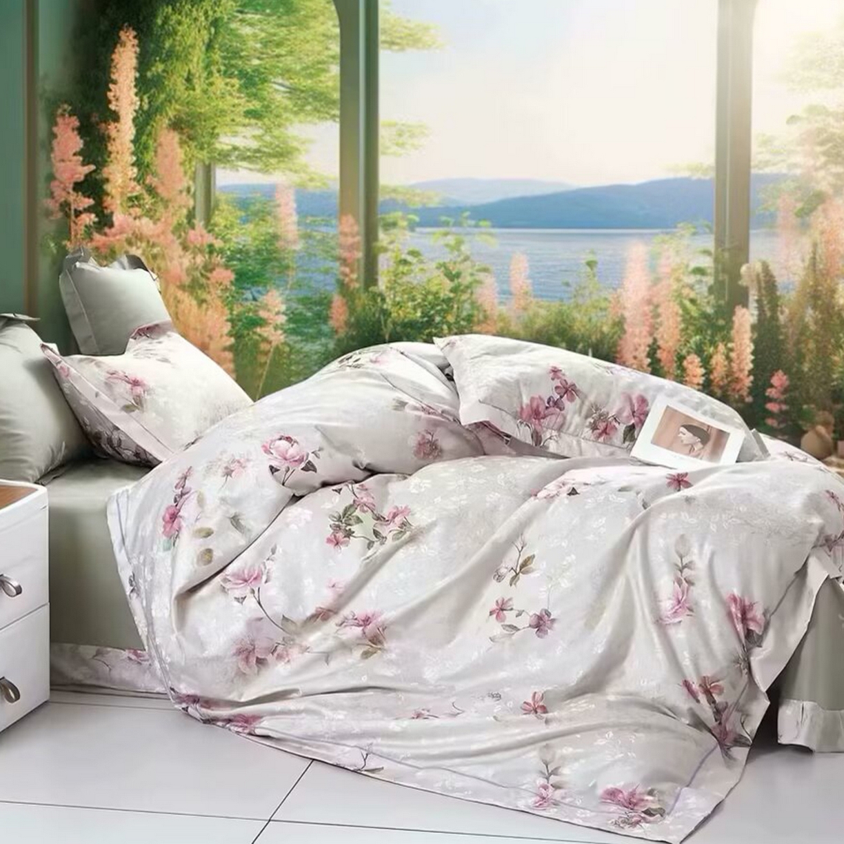 91家纺网 家纺一手货源 找家纺 （总）未来家居 2025新款金凯丽数码大提花印花长绒棉四件套