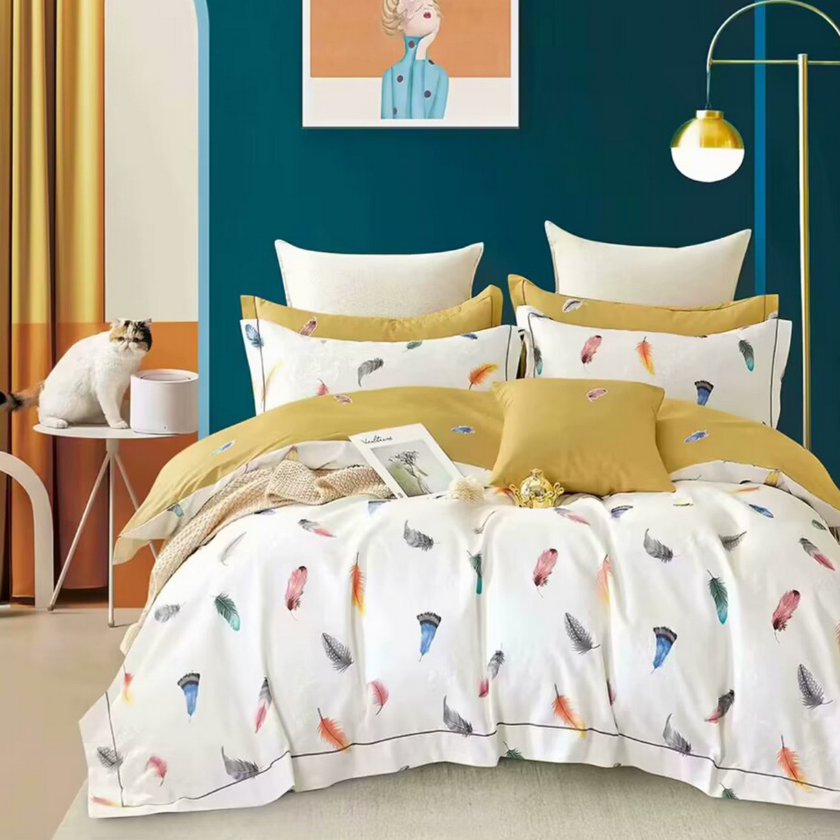 91家纺网 家纺一手货源 找家纺 （总）未来家居 2025新款金凯丽数码大提花印花长绒棉四件套