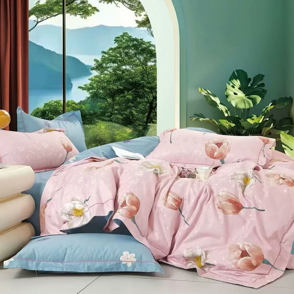 91家纺网 家纺一手货源 找家纺 （总）未来家居 2025新款金凯丽数码大提花印花长绒棉四件套