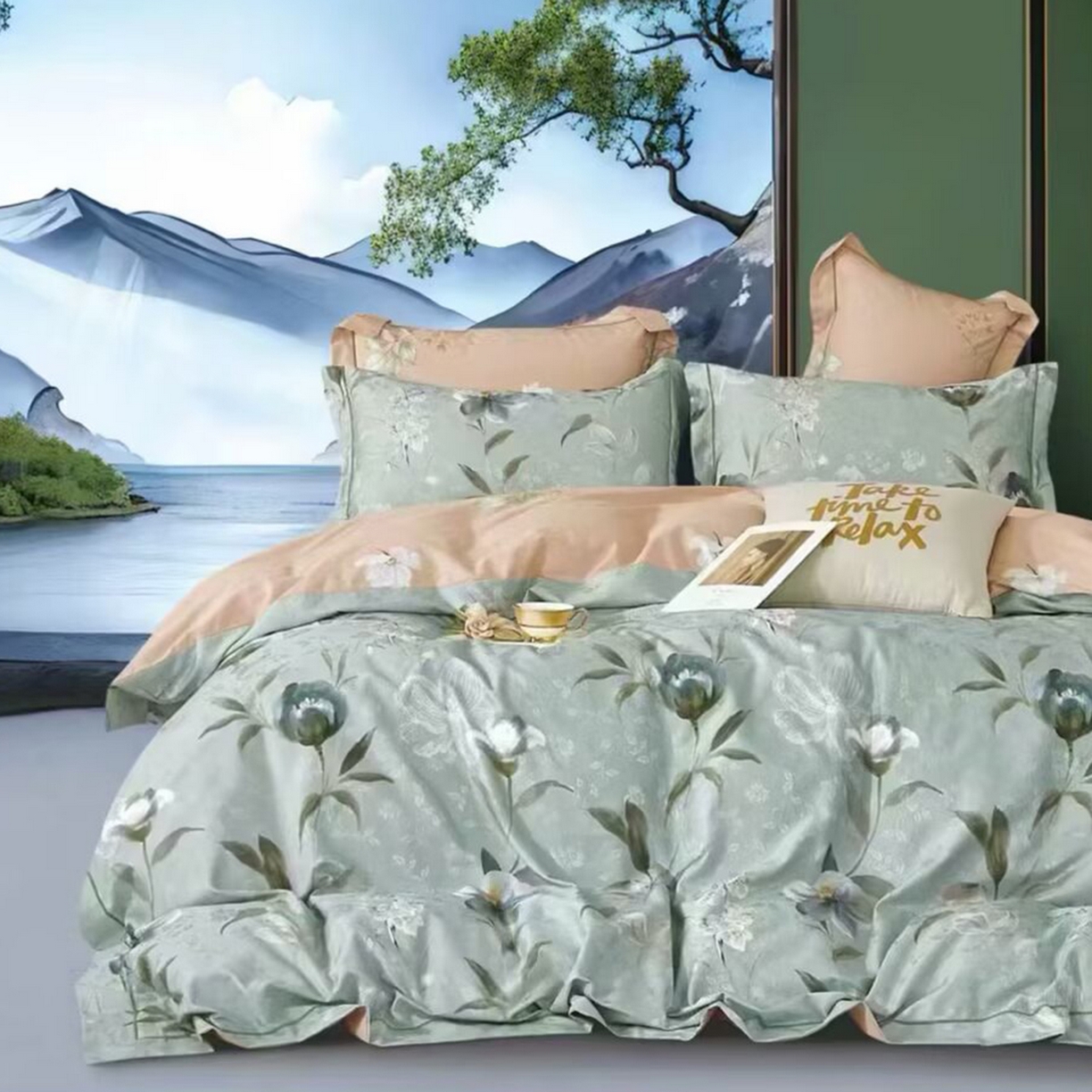 未来家居 2025新款金凯丽数码大提花印花长绒棉四件套 芷蕾