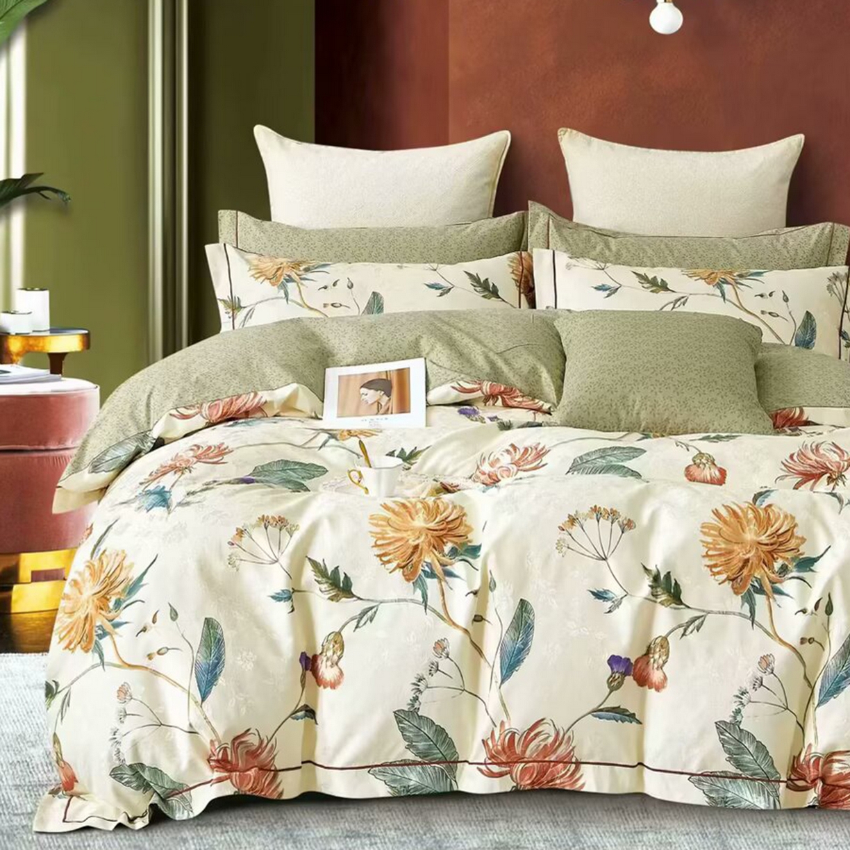 未来家居 2025新款金凯丽数码大提花印花长绒棉四件套 醒风