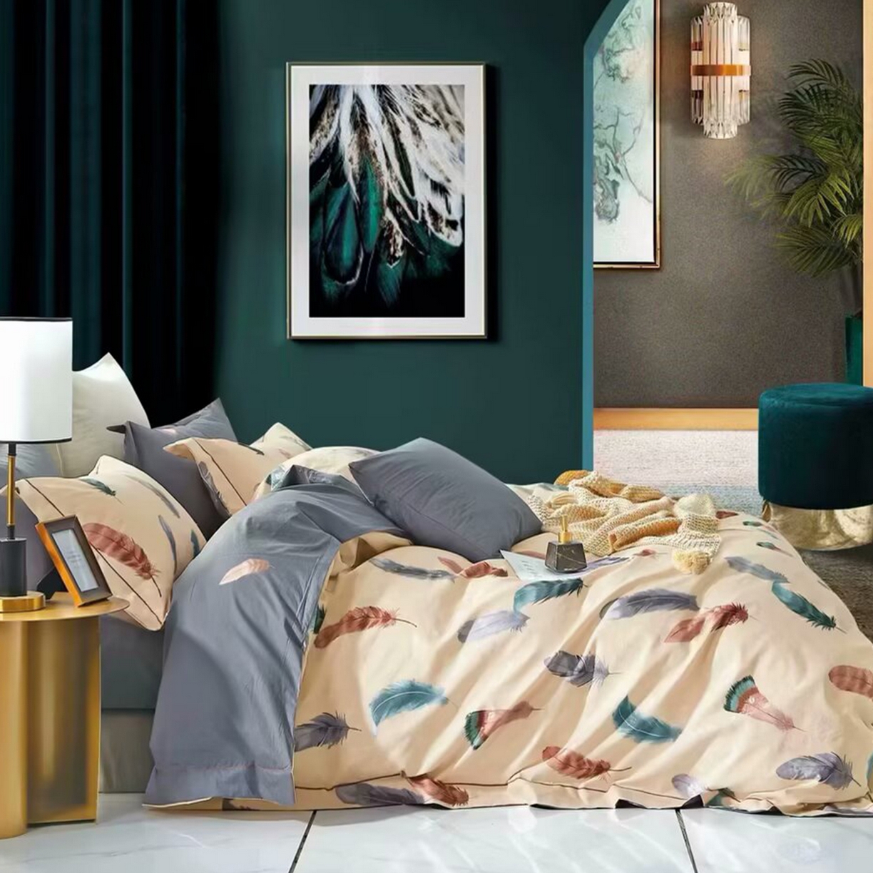 未来家居 2025新款金凯丽数码大提花印花长绒棉四件套 羽林-米