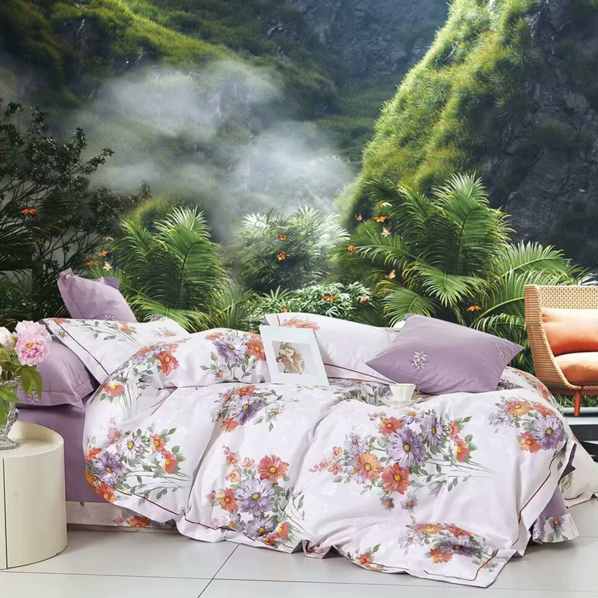 未来家居 2025新款金凯丽数码大提花印花长绒棉四件套 茱莉娅