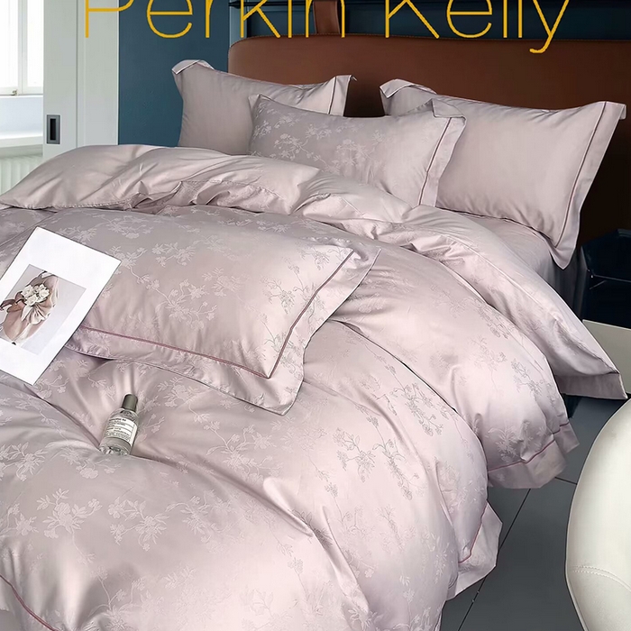 91家纺网 家纺一手货源 找家纺 （总）未来家居 2025新款凯丽100支长绒棉贡缎提花四件套