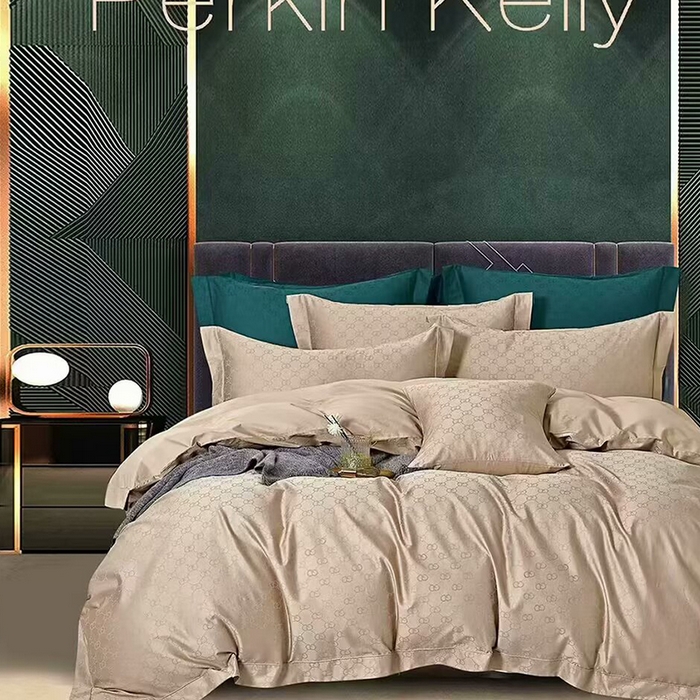 91家纺网 家纺一手货源 找家纺 （总）未来家居 2025新款凯丽100支长绒棉贡缎提花四件套