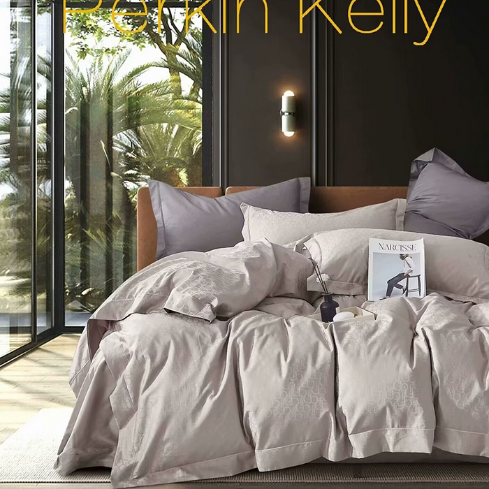 未来家居 2025新款凯丽100支长绒棉贡缎提花四件套 迪奥-米灰