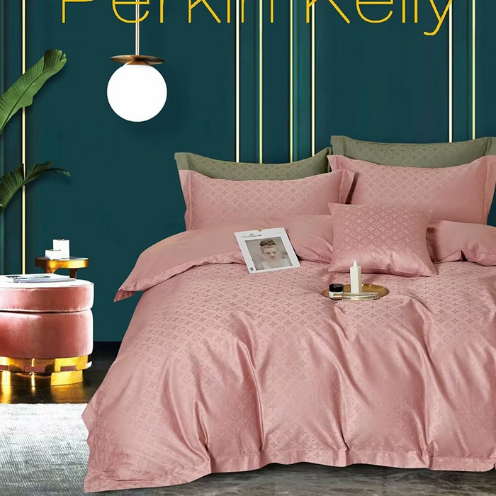 未来家居 2025新款凯丽100支长绒棉贡缎提花四件套 LV -樱花粉