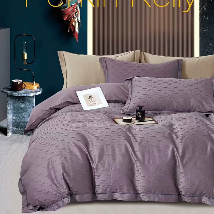 未来家居 2025新款凯丽100支长绒棉贡缎提花四件套 S弯-柔贵紫