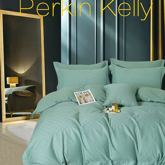 未来家居 2025新款凯丽100支长绒棉贡缎提花四件套 古琦-海蓝
