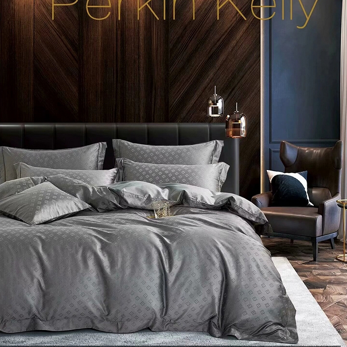 未来家居 2025新款凯丽100支长绒棉贡缎提花四件套 芬迪-珍珠灰