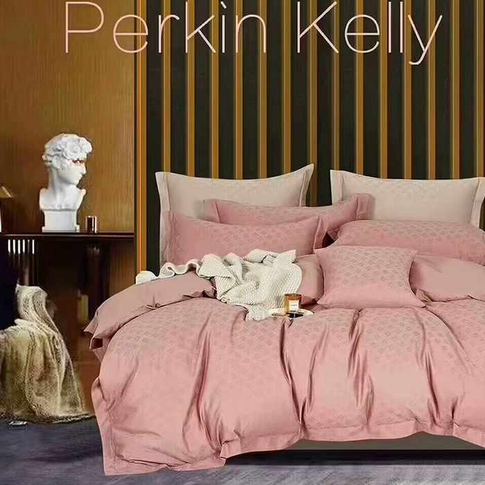 未来家居 2025新款凯丽100支长绒棉贡缎提花四件套 芬迪-淑女粉