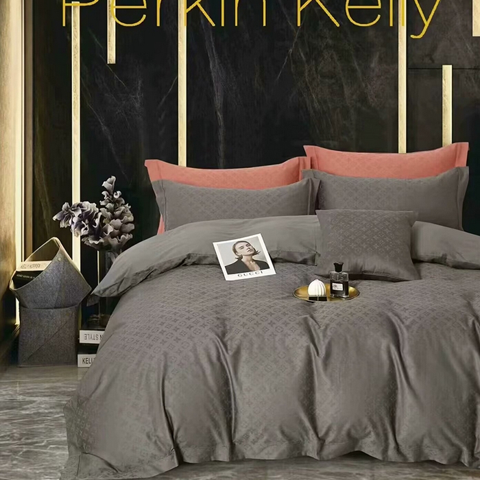 未来家居 2025新款凯丽100支长绒棉贡缎提花四件套 LV-高级灰