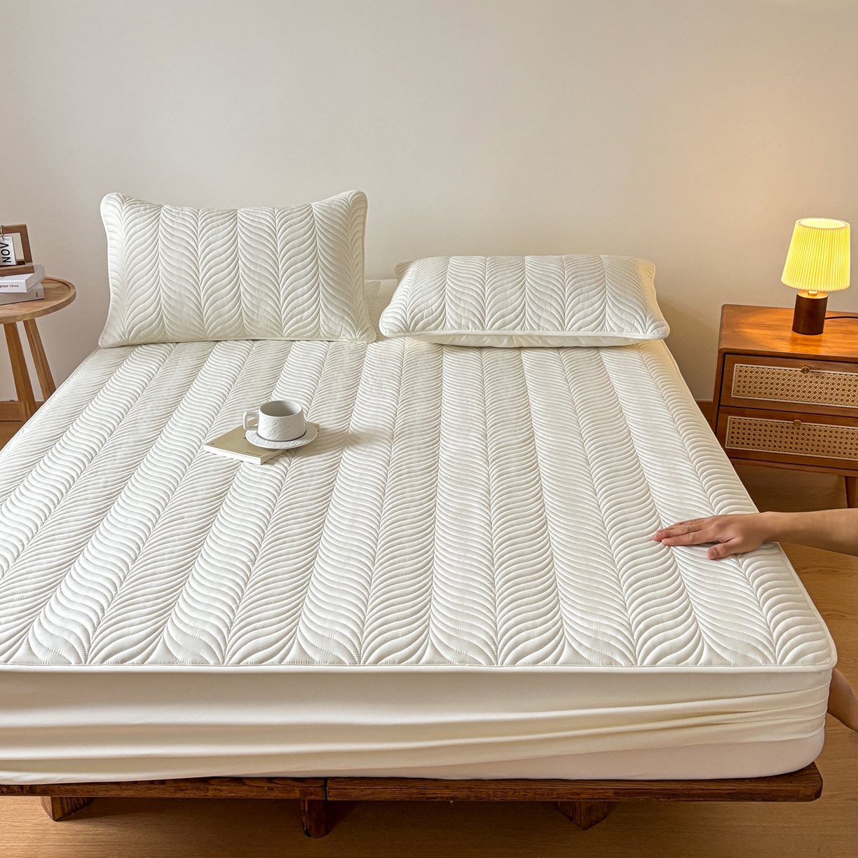 91家纺网 家纺一手货源 找家纺 （总）居眠 2026新款叶链夹棉防水床笠