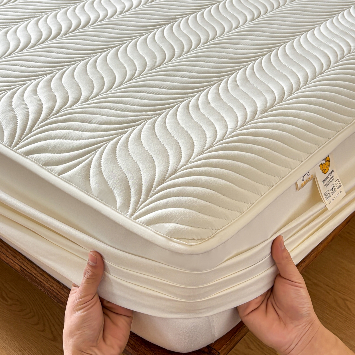 91家纺网 家纺一手货源 找家纺 （总）居眠 2026新款叶链夹棉防水床笠