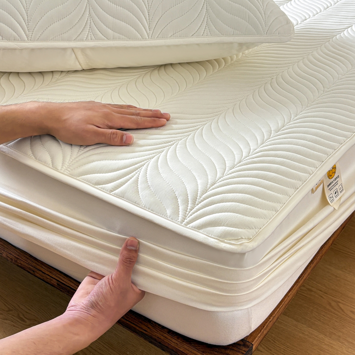 91家纺网 家纺一手货源 找家纺 （总）居眠 2026新款叶链夹棉防水床笠