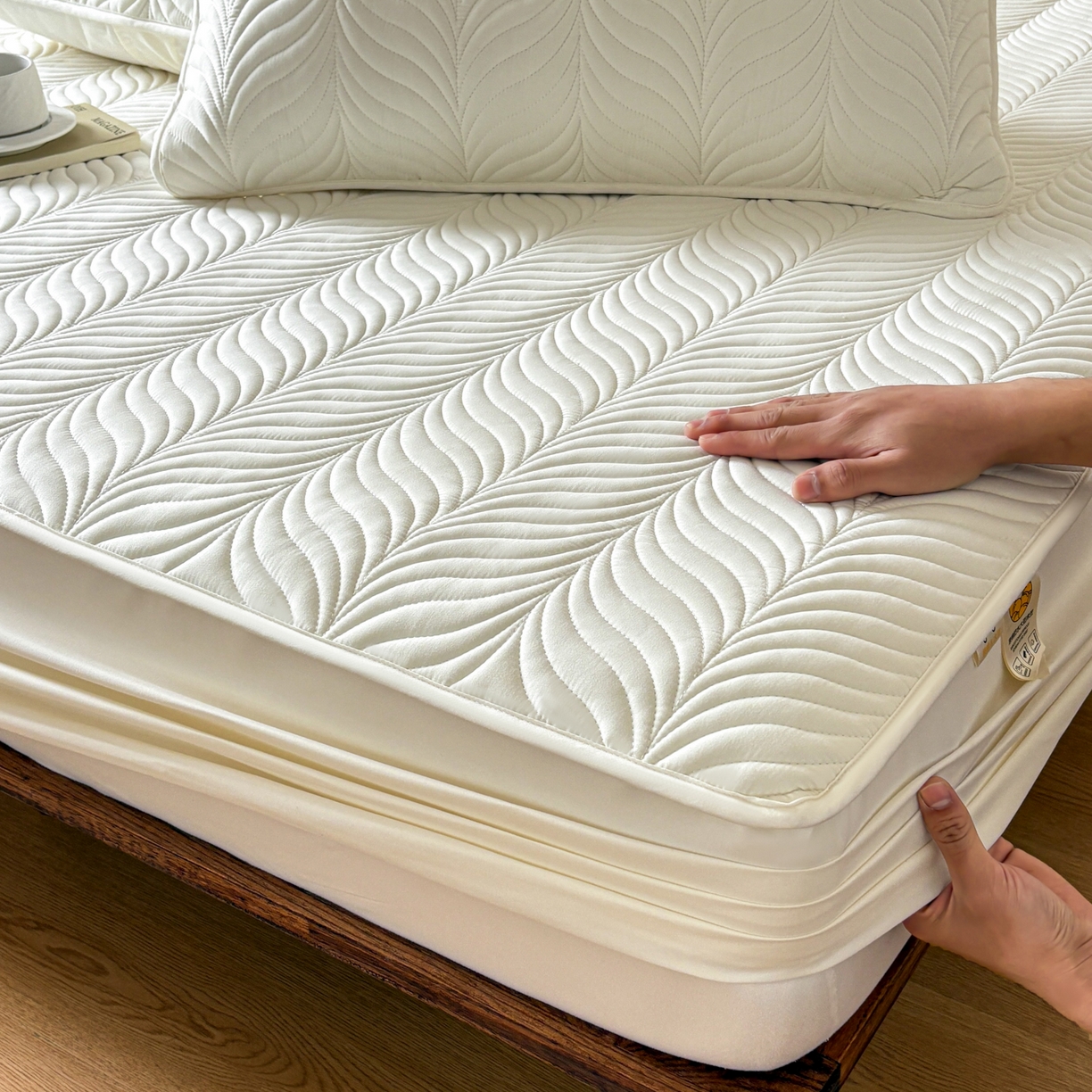 91家纺网 家纺一手货源 找家纺 （总）居眠 2026新款叶链夹棉防水床笠