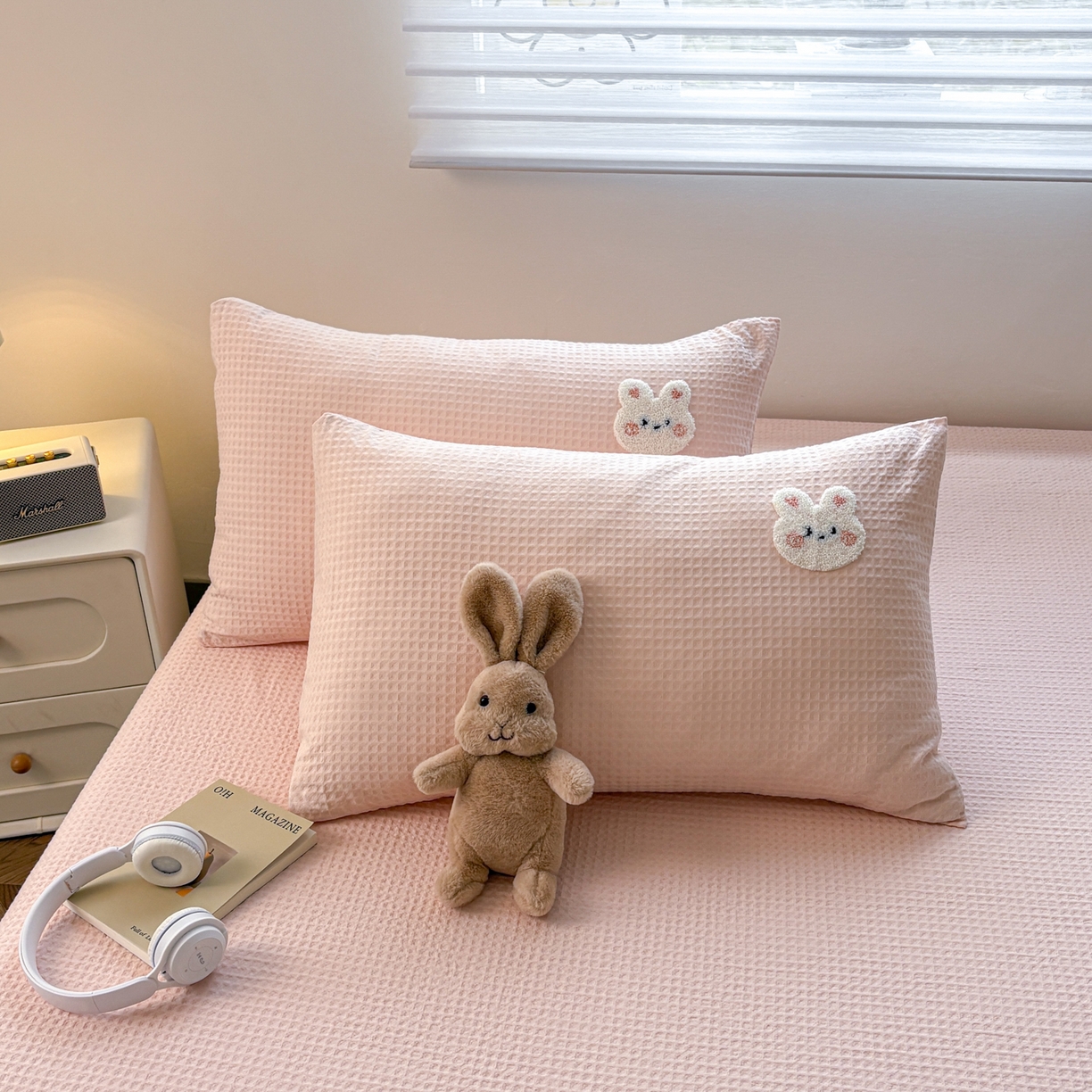 91家纺网 家纺一手货源 找家纺 （总）居眠 2026新款全棉华夫格毛巾绣系列枕套