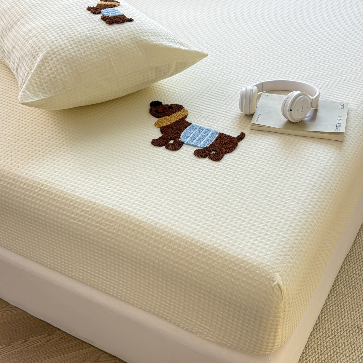 91家纺网 家纺一手货源 找家纺 （总）居眠 2026新款全棉华夫格毛巾绣系列枕套