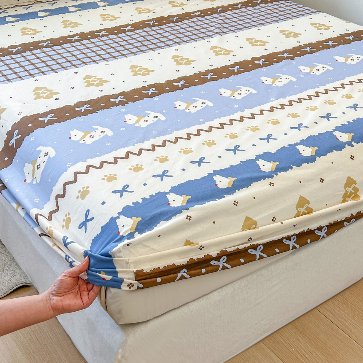 91家纺网 家纺一手货源 找家纺 （总）希诺家居 2026新款费尔岛风全棉小清新单品床单床笠三件套