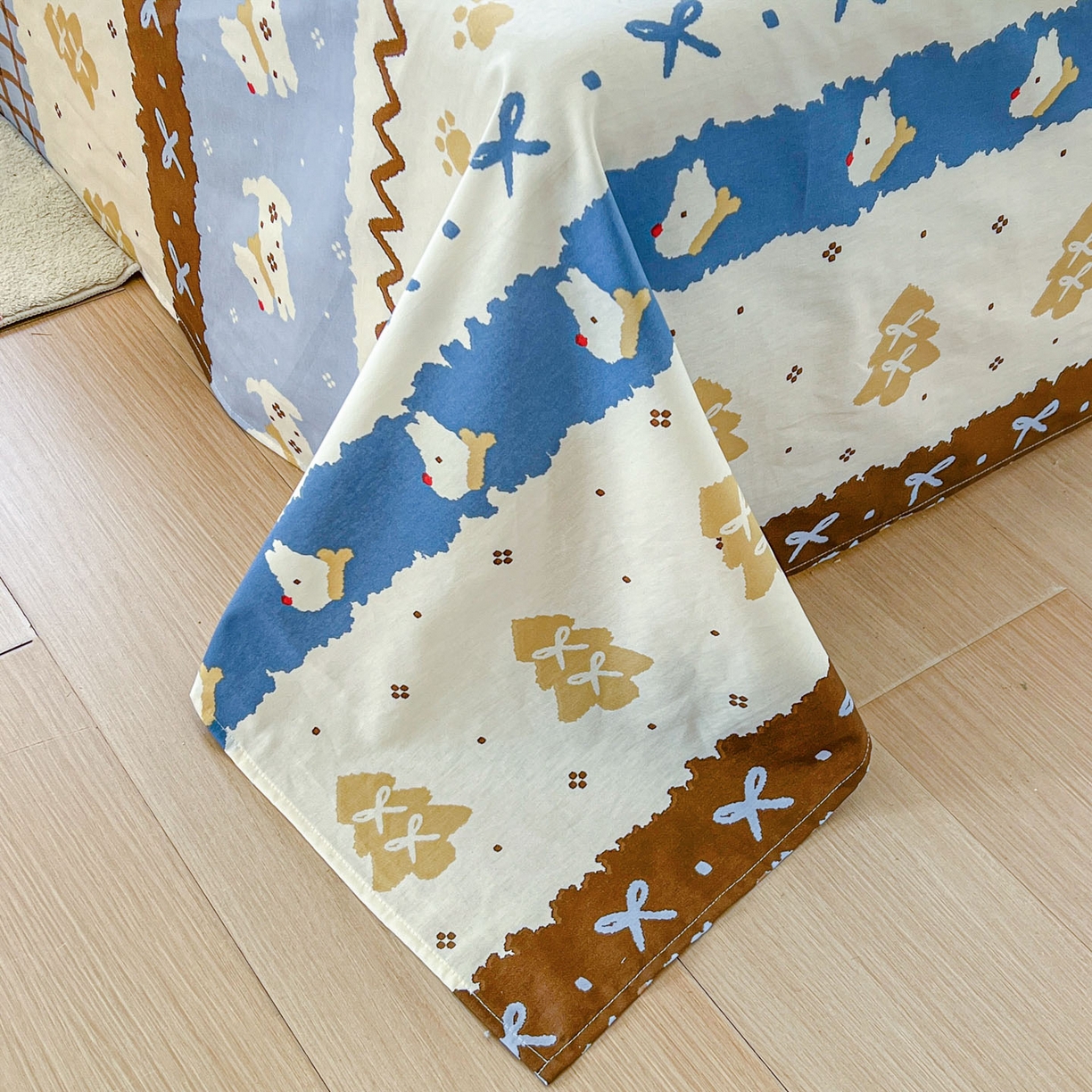 91家纺网 家纺一手货源 找家纺 （总）希诺家居 2026新款费尔岛风全棉小清新单品床单床笠三件套