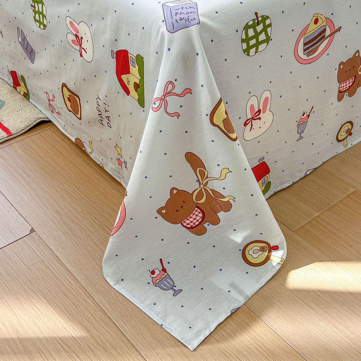 91家纺网 家纺一手货源 找家纺 希诺家居 2026新款费尔岛风全棉小清新单品床单床笠三件套 萌趣烘焙屋