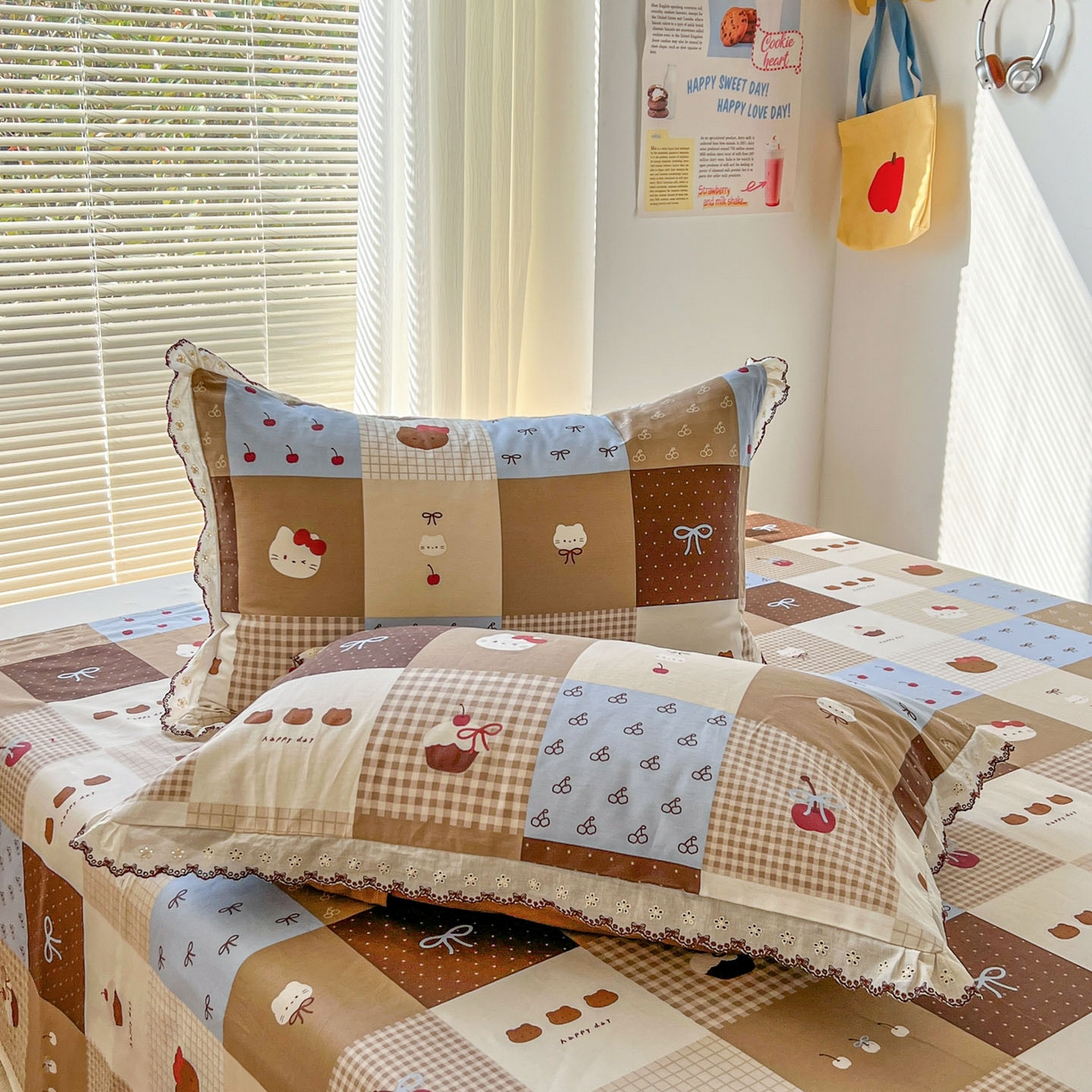 91家纺网 家纺一手货源 找家纺 希诺家居 2026新款费尔岛风全棉小清新单品床单床笠三件套 费尔岛甜品站