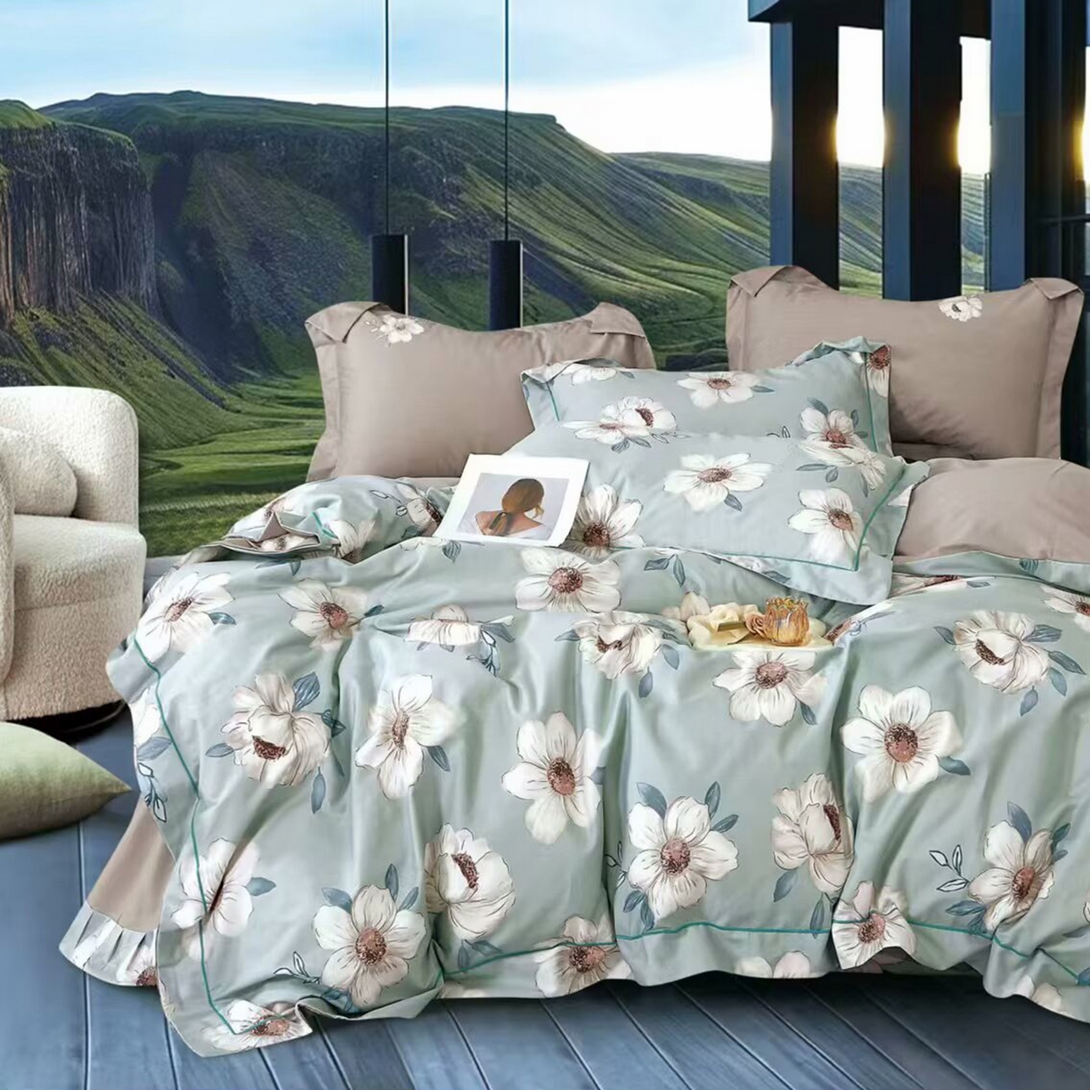 91家纺网 家纺一手货源 找家纺 （总）未来家居 JAMES KELLY （铂金凯丽）2025新款40支13376全棉印染铂金长绒棉四件套-系列4