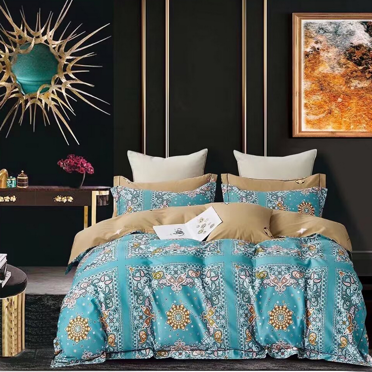 91家纺网 家纺一手货源 找家纺 （总）未来家居 JAMES KELLY （铂金凯丽）2025新款40支13376全棉印染铂金长绒棉四件套-系列4