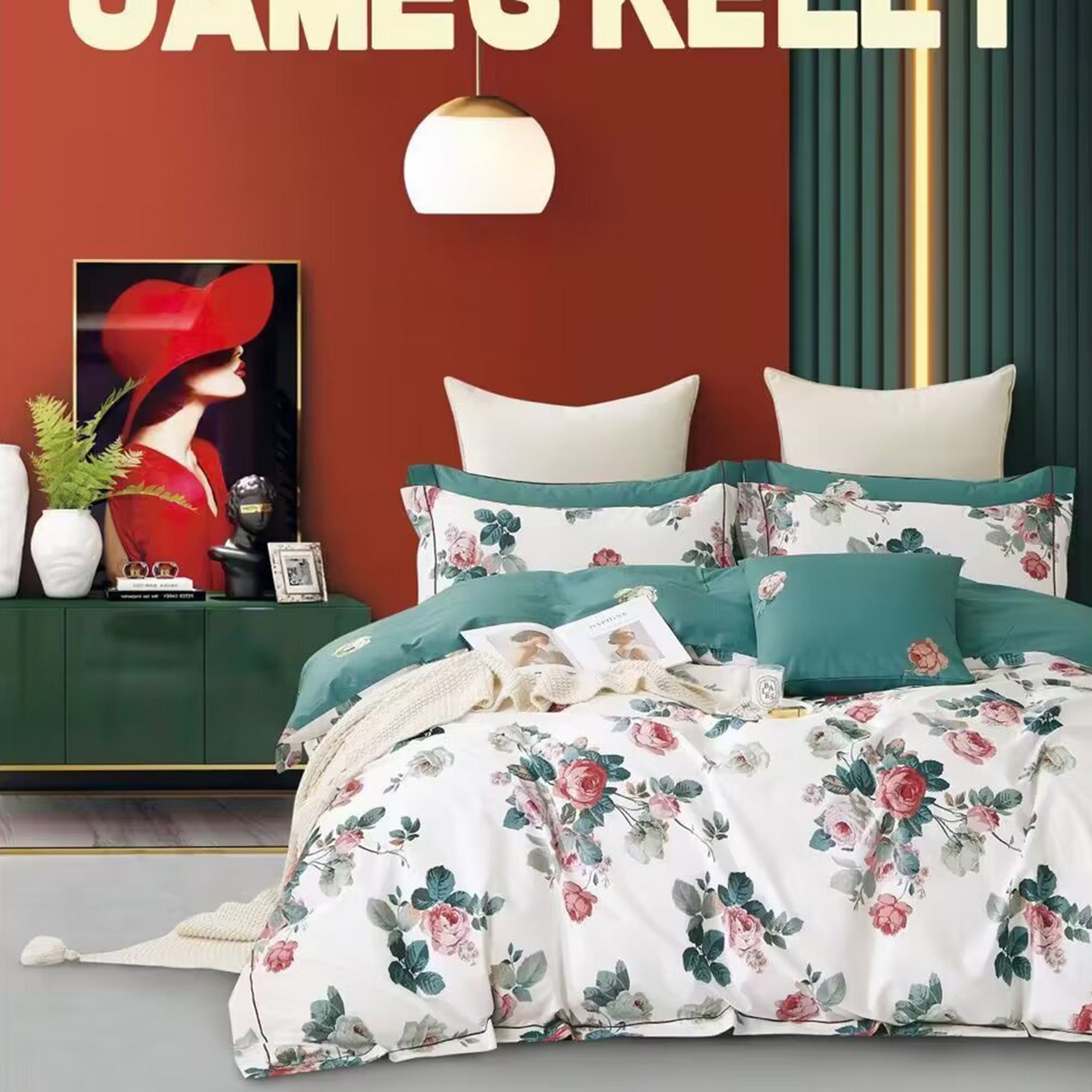 91家纺网 家纺一手货源 找家纺 （总）未来家居 JAMES KELLY （铂金凯丽）2025新款40支13376全棉印染铂金长绒棉四件套-系列4