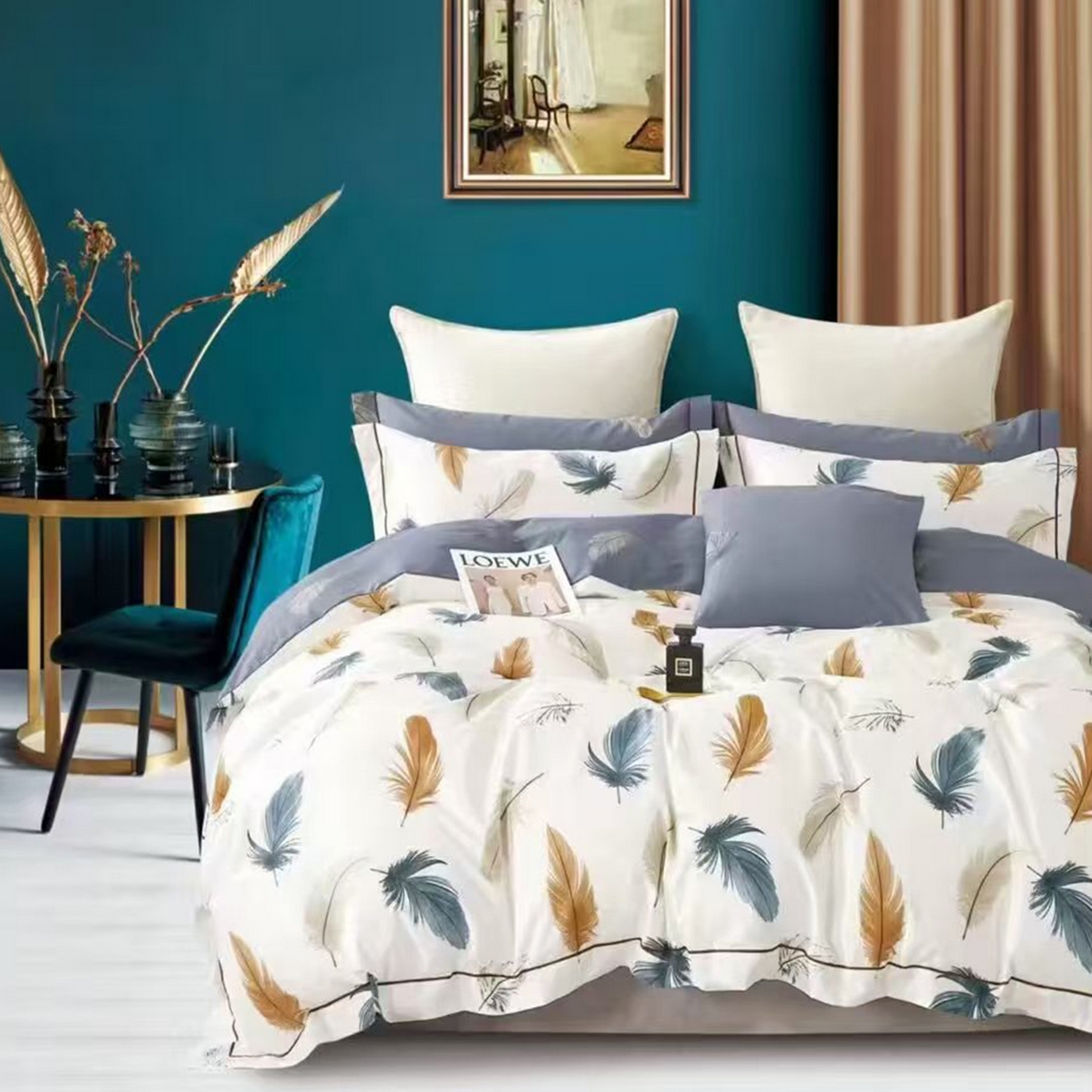 91家纺网 家纺一手货源 找家纺 （总）未来家居 JAMES KELLY （铂金凯丽）2025新款40支13376全棉印染铂金长绒棉四件套-大号1