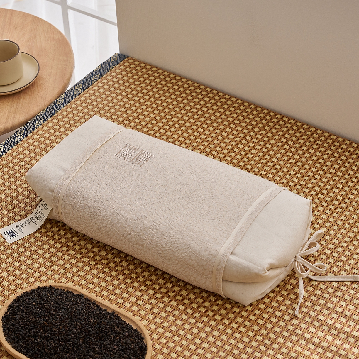 91家纺网 家纺一手货源 找家纺 （总）良品汇馆 2026【棉麻黑苦荞枕】枕头枕芯良品护颈椎糖果枕办公室午休腰靠抱枕