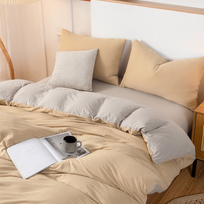 91家纺网 家纺一手货源 找家纺 【双拼天竺棉四件套】针织棉四件套良品双拼天竺棉床品套件柔软针织件套