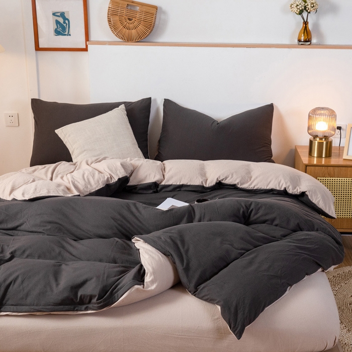 91家纺网 家纺一手货源 找家纺 【双拼天竺棉四件套】针织棉四件套良品双拼天竺棉床品套件柔软针织件套