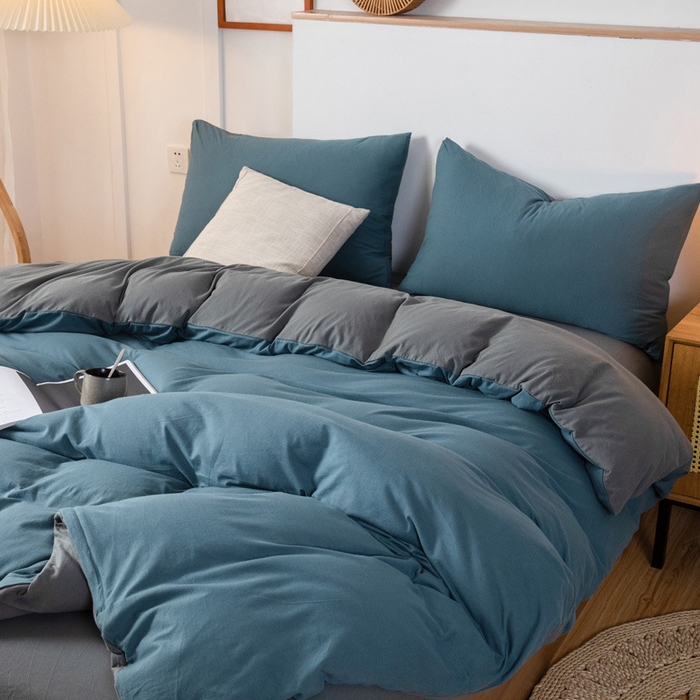 91家纺网 家纺一手货源 找家纺 【双拼天竺棉四件套】针织棉四件套良品双拼天竺棉床品套件柔软针织件套