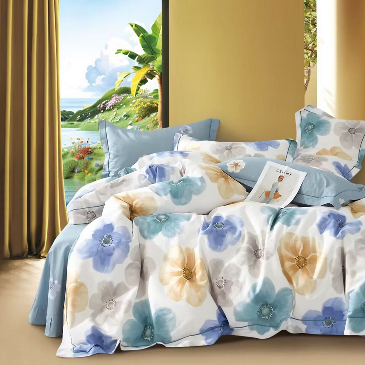 91家纺网 家纺一手货源 找家纺 （总2）未来家居 JAMES KELLY （铂金凯丽）2025新款40支13376全棉印染铂金长绒棉四件套-系列4