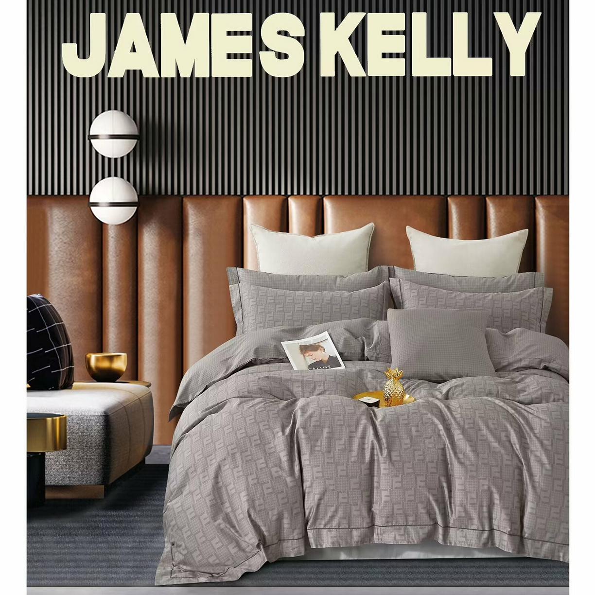 91家纺网 家纺一手货源 找家纺 （总）未来家居 JAMES KELLY （铂金凯丽）2026新款40支13376全棉印染铂金长绒棉四件套-大号2