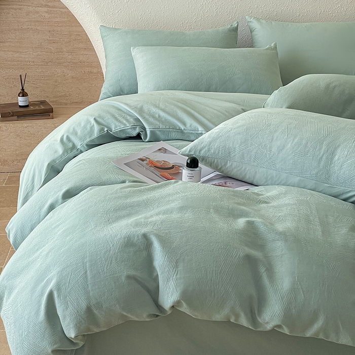 良品汇馆 2026【特价提花绣花四件套】A类提花四件套良品全棉床品件套纯色纯棉高端绣花四件套 繁星-薄荷绿