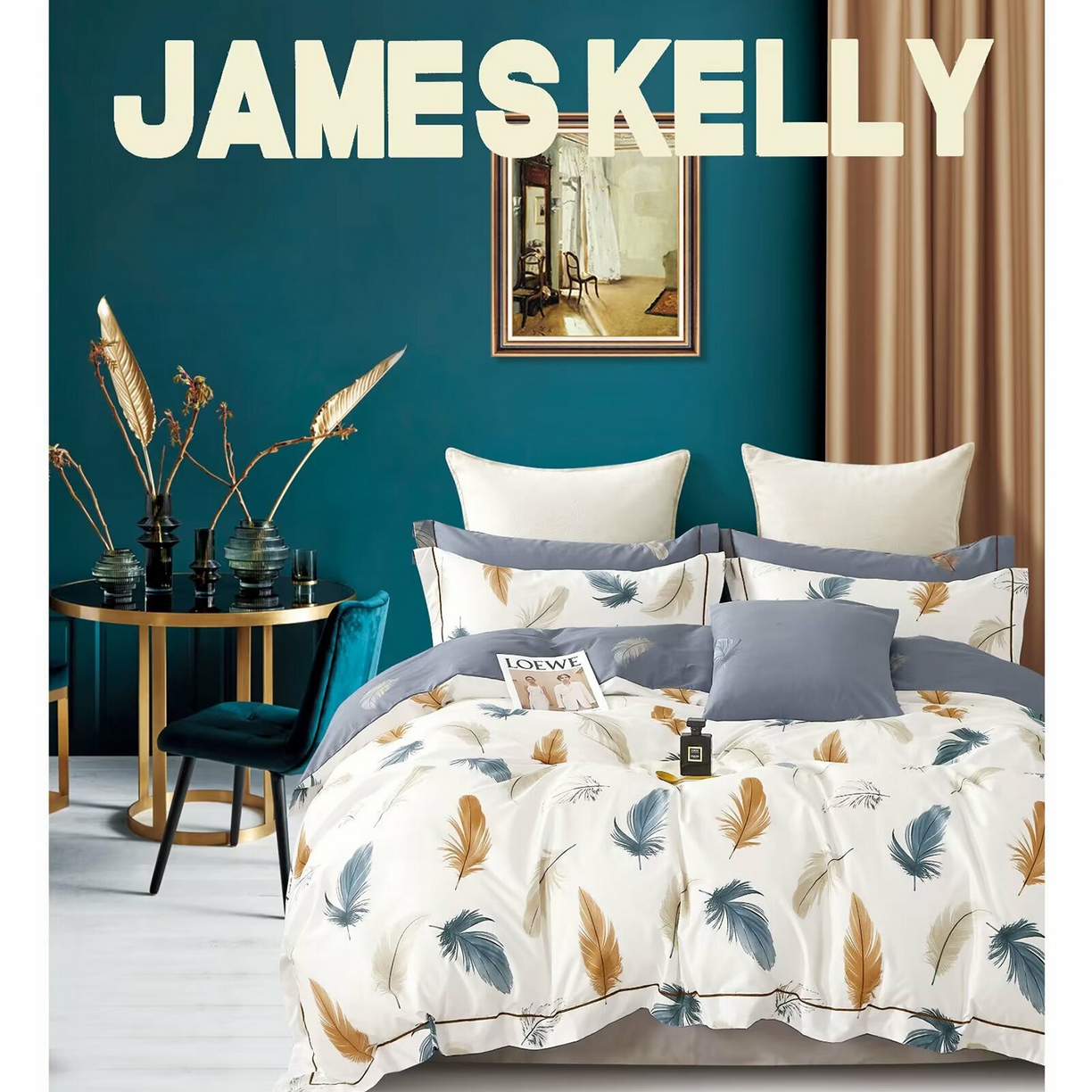 91家纺网 家纺一手货源 找家纺 （总）未来家居 JAMES KELLY （铂金凯丽）2026新款40支13376全棉印染铂金长绒棉四件套-大号2