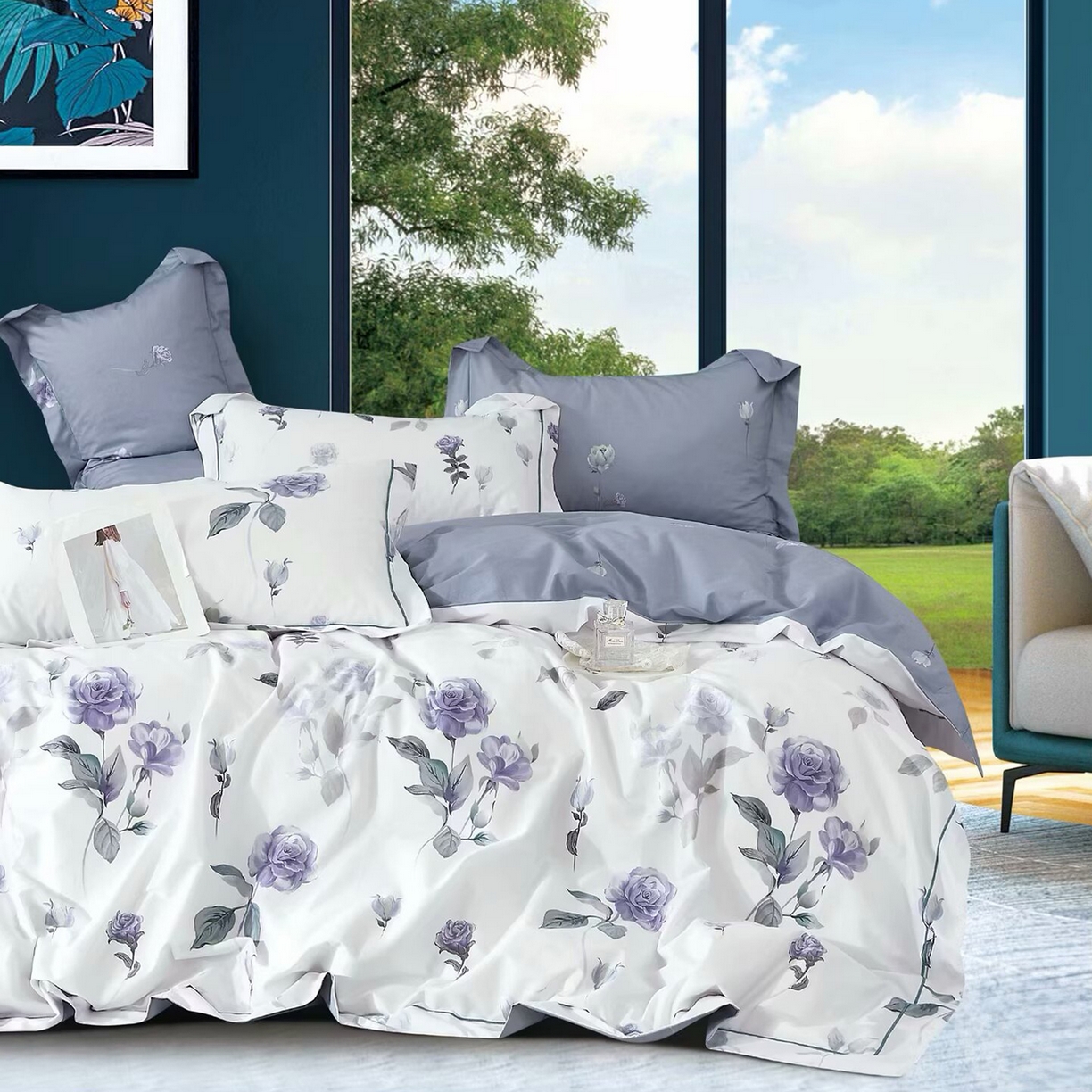 91家纺网 家纺一手货源 找家纺 （总2）未来家居 JAMES KELLY （铂金凯丽）2025新款40支13376全棉印染铂金长绒棉四件套-系列4