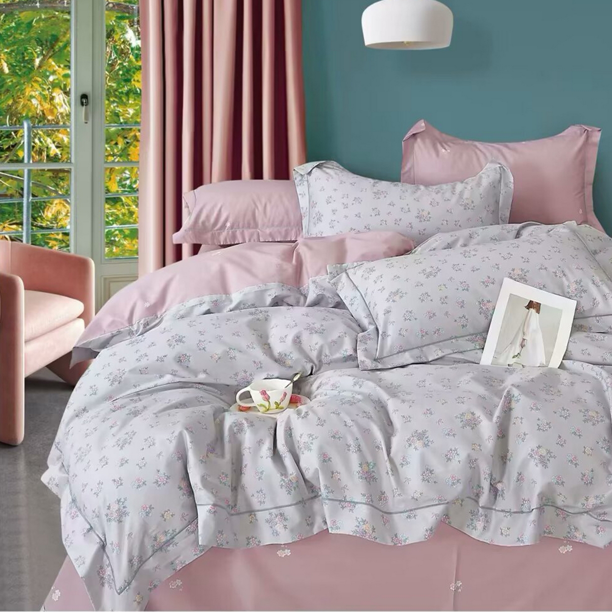 91家纺网 家纺一手货源 找家纺 （总2）未来家居 JAMES KELLY （铂金凯丽）2025新款40支13376全棉印染铂金长绒棉四件套-系列4