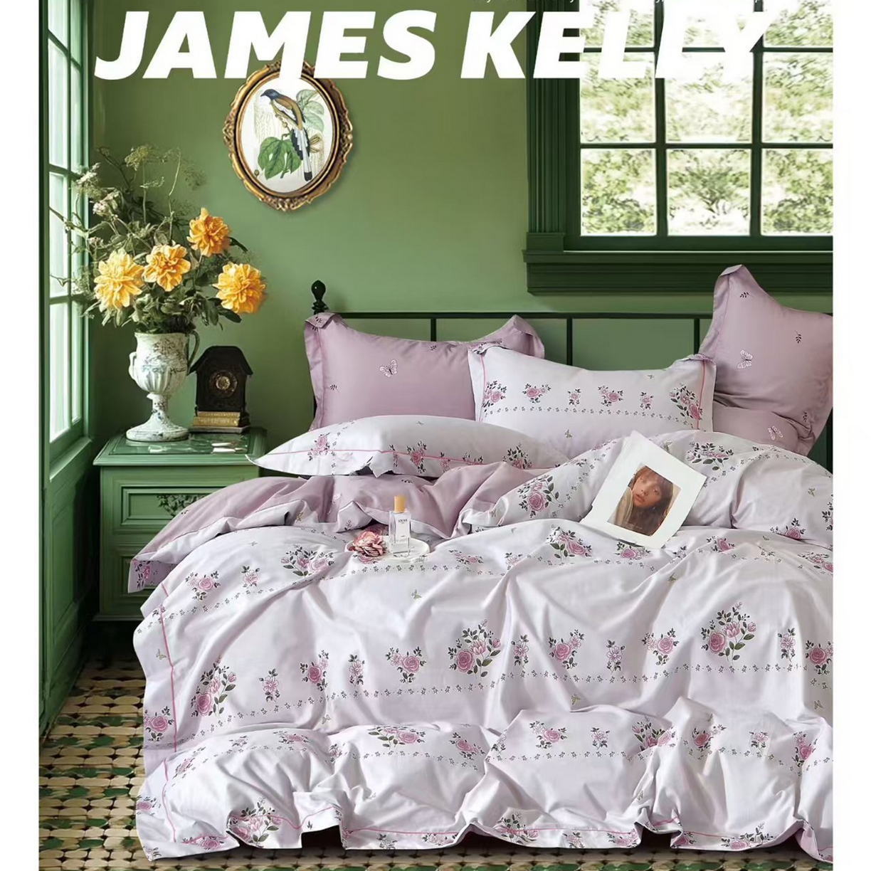 91家纺网 家纺一手货源 找家纺 （总1）未来家居 JAMES KELLY （铂金凯丽）2026新款40支13376全棉印染铂金长绒棉四件套-系列9