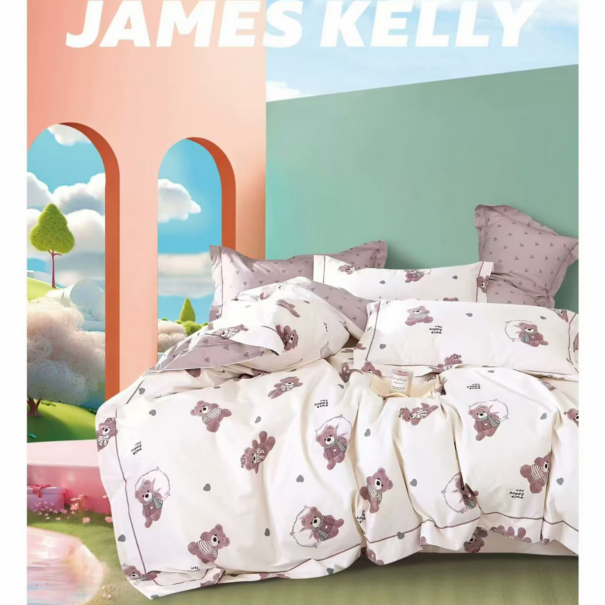 91家纺网 家纺一手货源 找家纺 （总1）未来家居 JAMES KELLY （铂金凯丽）2026新款40支13376全棉印染铂金长绒棉四件套-系列9