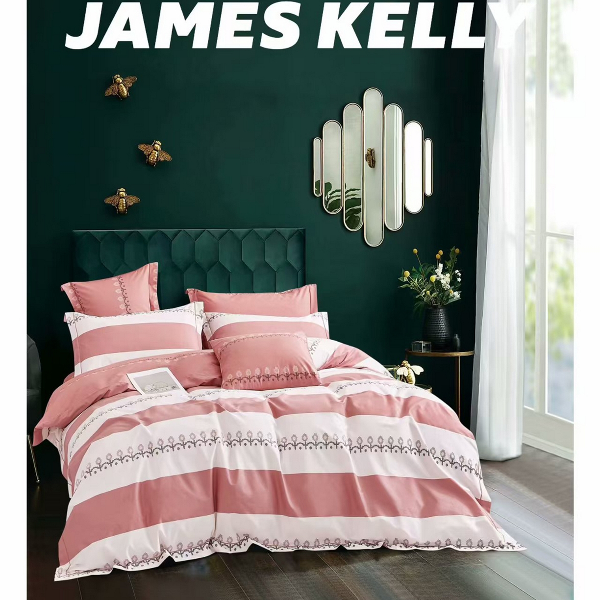 91家纺网 家纺一手货源 找家纺 （总1）未来家居 JAMES KELLY （铂金凯丽）2026新款40支13376全棉印染铂金长绒棉四件套-系列9