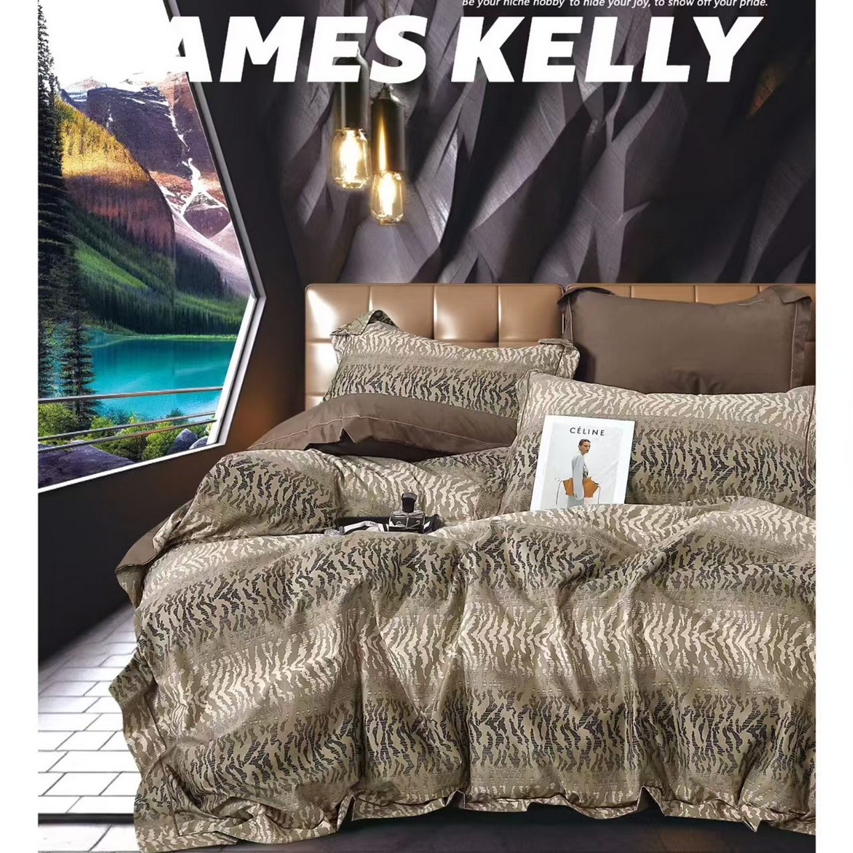 91家纺网 家纺一手货源 找家纺 （总1）未来家居 JAMES KELLY （铂金凯丽）2026新款40支13376全棉印染铂金长绒棉四件套-系列9