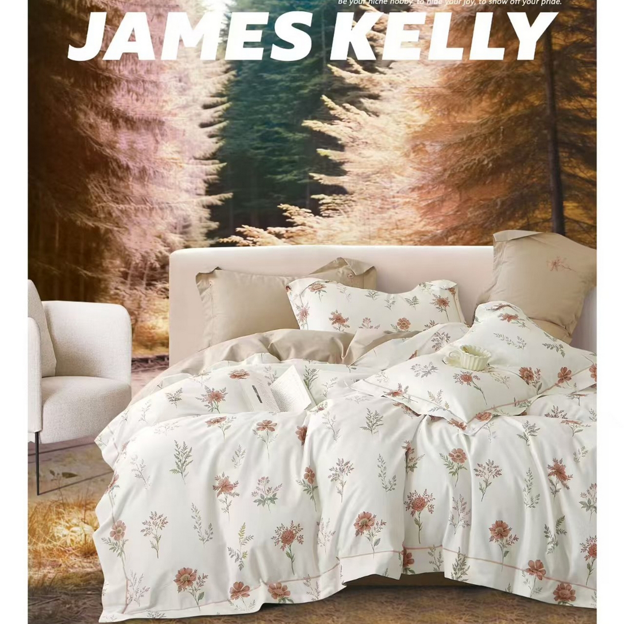 91家纺网 家纺一手货源 找家纺 （总1）未来家居 JAMES KELLY （铂金凯丽）2026新款40支13376全棉印染铂金长绒棉四件套-系列9