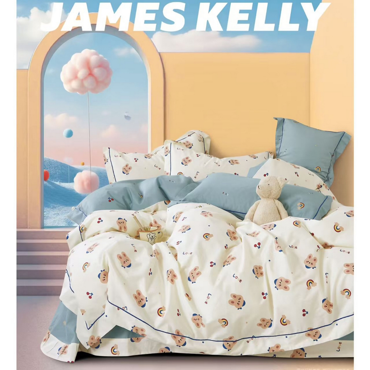 91家纺网 家纺一手货源 找家纺 （总1）未来家居 JAMES KELLY （铂金凯丽）2026新款40支13376全棉印染铂金长绒棉四件套-系列9