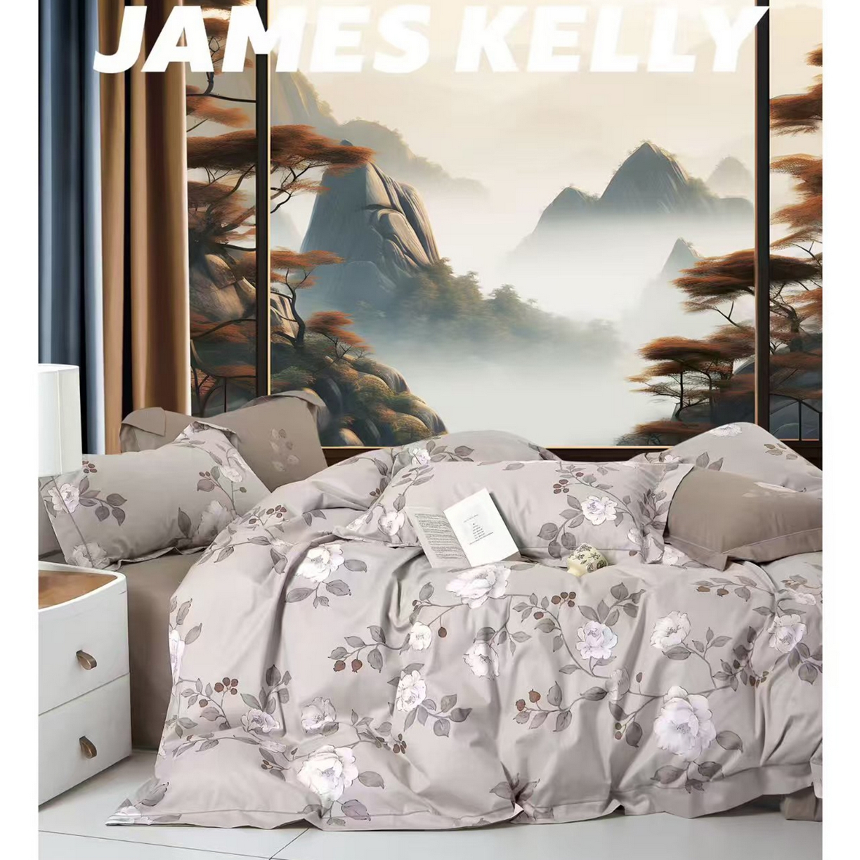 91家纺网 家纺一手货源 找家纺 （总1）未来家居 JAMES KELLY （铂金凯丽）2026新款40支13376全棉印染铂金长绒棉四件套-系列9