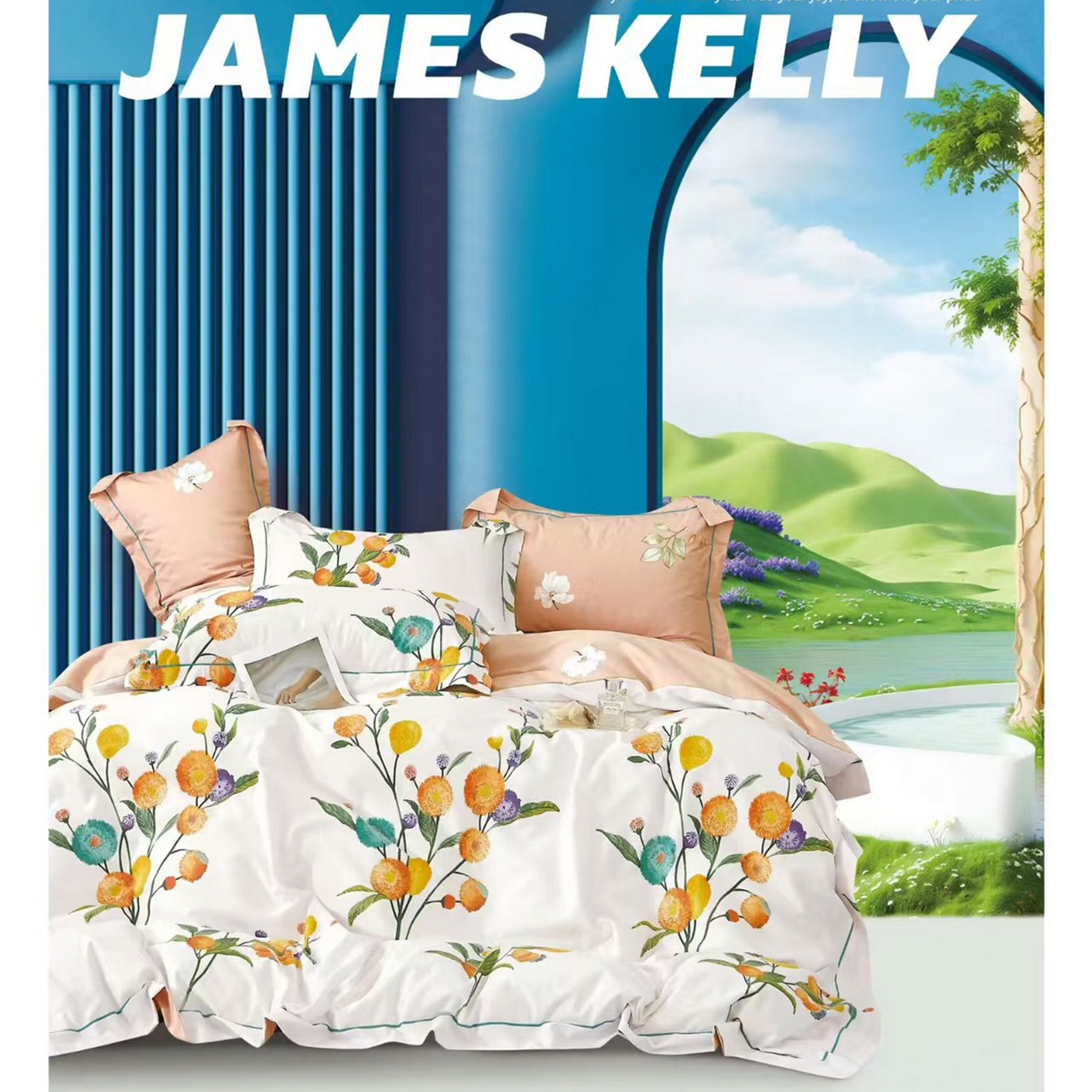 91家纺网 家纺一手货源 找家纺 （总1）未来家居 JAMES KELLY （铂金凯丽）2026新款40支13376全棉印染铂金长绒棉四件套-系列9