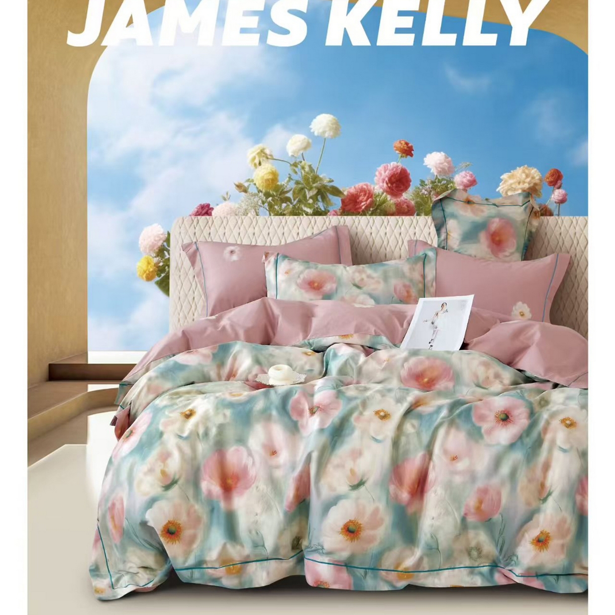 91家纺网 家纺一手货源 找家纺 （总1）未来家居 JAMES KELLY （铂金凯丽）2026新款40支13376全棉印染铂金长绒棉四件套-系列9